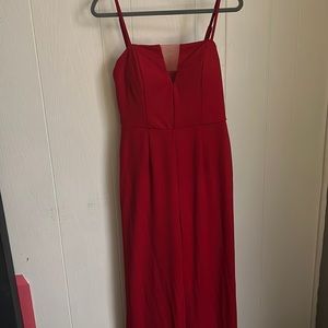 Red wide legged bodysuit